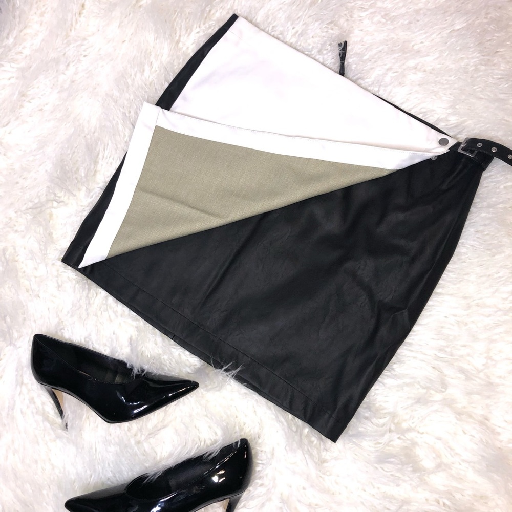 Nwot F21 Plus Size Color Block Leather Skirt - image 2